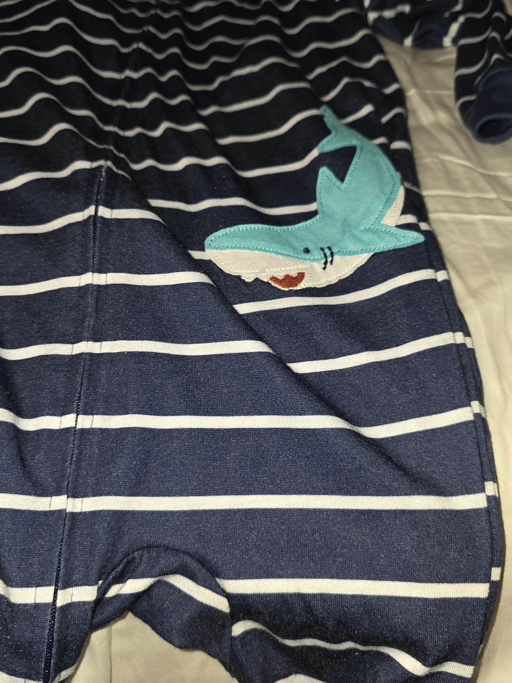 2 Set Carter's Navy & White Striped Shark Pajama Set/ Teal W/ Shark Print